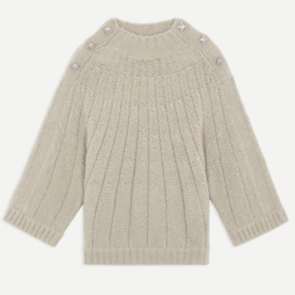 ba&sh Rhinestone Embellished Button Shoulder Sweater - Picture 8 of 8